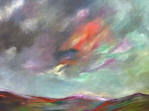 Large Skyscape - Dark Grey & Red